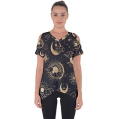 Asian Seamless Pattern With Clouds Moon Sun Stars Vector Collection Oriental Chinese Japanese Korean Cut Out Side Drop Tee by Bangk1t