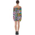 Pattern Geometric Abstract Colorful Arrows Lines Circles Triangles Off Shoulder Top with Skirt Set View2