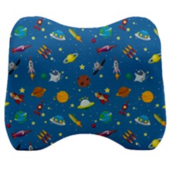 Space Rocket Solar System Pattern Velour Head Support Cushion by Bangk1t