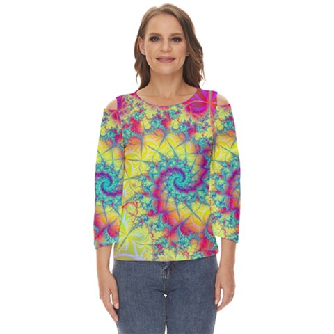 Fractal Spiral Abstract Background Vortex Yellow Cut Out Wide Sleeve Top by Bangk1t