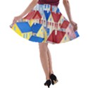 City Houses Cute Drawing Landscape Village A-line Skater Skirt View2