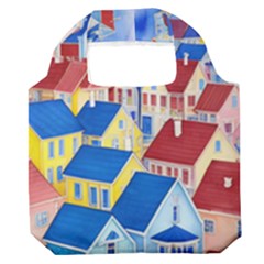 City Houses Cute Drawing Landscape Village Premium Foldable Grocery Recycle Bag by Bangk1t