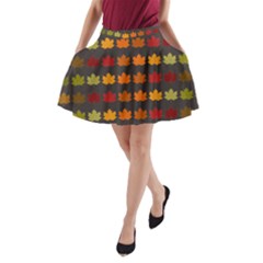 Autumn Fall Leaves Season Background Glitter Art A-line Pocket Skirt by Bangk1t