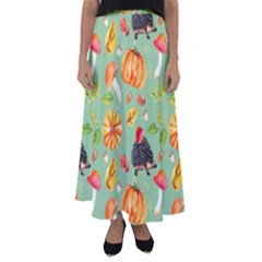 Autumn Seamless Background Leaves Wallpaper Texture Flared Maxi Skirt by Bangk1t