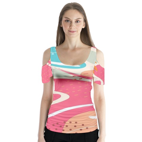 Vector Art At Vecteezy Aesthetic Abstract Butterfly Sleeve Cutout Tee  by Amaryn4rt