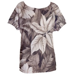Plant Leaves Pattern Women s Oversized Tee by Amaryn4rt