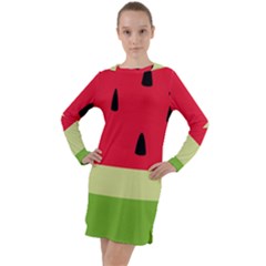 Watermelon Fruit Food Healthy Vitamins Nutrition Long Sleeve Hoodie Dress by pakminggu