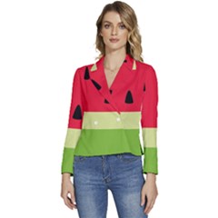 Watermelon Fruit Food Healthy Vitamins Nutrition Women s Long Sleeve Revers Collar Cropped Jacket by pakminggu
