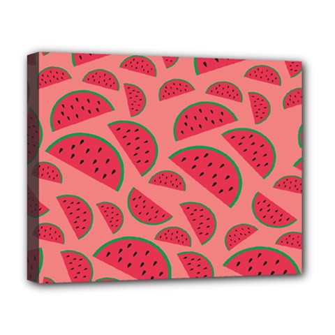 Watermelon Red Food Fruit Healthy Summer Fresh Deluxe Canvas 20  X 16  (stretched) by pakminggu