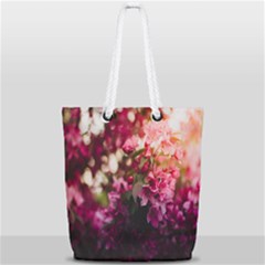 Pink Flower Full Print Rope Handle Tote (small) by artworkshop