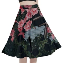 Pink Peony  Flower A-line Full Circle Midi Skirt With Pocket by artworkshop