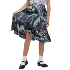 Cyberpunk Drama Kids  Ruffle Flared Wrap Midi Skirt by MRNStudios