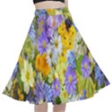 Spring Flowers A-Line Full Circle Midi Skirt With Pocket View1