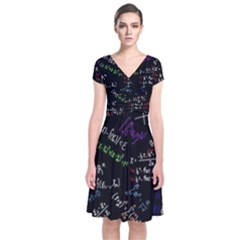 Mathematics  Physics Maths Math Pattern Short Sleeve Front Wrap Dress by Grandong