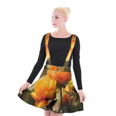 Yellow Butterfly Flower Suspender Skater Skirt by artworkshop