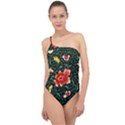 Background Vintage Japanese Design Classic One Shoulder Swimsuit View1