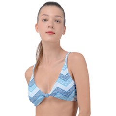 Seamless Pattern Of Cute Summer Blue Line Zigzag Knot Up Bikini Top by Grandong