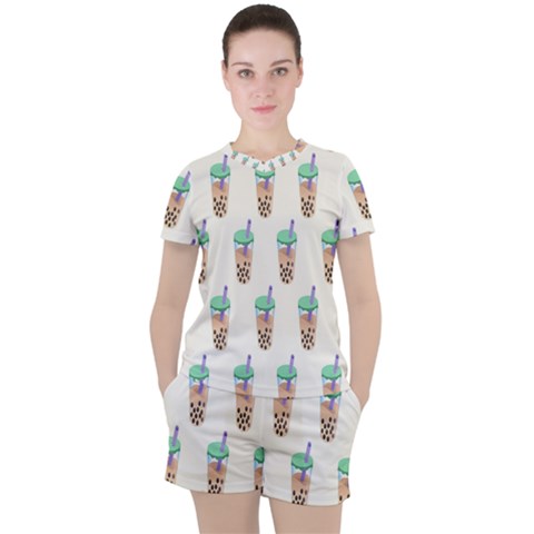 Cute Boba Women s Tee And Shorts Set by artworkshop