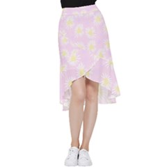 Mazipoodles Bold Daisies Pink Frill Hi Low Chiffon Skirt by Mazipoodles