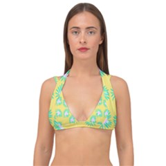 Mazipoodles Bold Daises Yellow Double Strap Halter Bikini Top by Mazipoodles