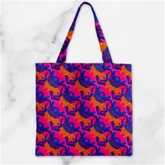 Purple Design Scrapbooking Blue Zipper Grocery Tote Bag by Grandong