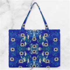 Oilpainting Blue Flowers In The Peaceful Night Zipper Medium Tote Bag by pepitasart