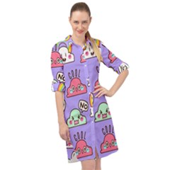Cloud-seamless-pattern -- Long Sleeve Mini Shirt Dress by pakminggu