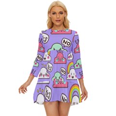 Cloud-seamless-pattern -- Long Sleeve Babydoll Dress by pakminggu