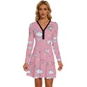 Cute-unicorn-seamless-pattern Long Sleeve Deep V Mini Dress  View1