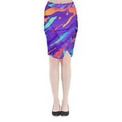 Multicolored-abstract-background Midi Wrap Pencil Skirt by pakminggu