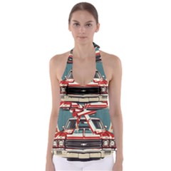 Car Vehicle Vintage Automobile Tie Back Tankini Top by Ravend