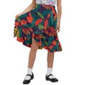 Leaves Pattern Seamless Kids  Ruffle Flared Wrap Midi Skirt View1