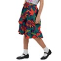 Leaves Pattern Seamless Kids  Ruffle Flared Wrap Midi Skirt View2