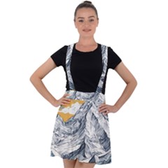 Nature Mountains Landscape Forest Velvet Suspender Skater Skirt by Ravend