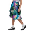 Jungle Moon Light Plants Space Kids  Ruffle Flared Wrap Midi Skirt View2