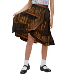 Books Library Kids  Ruffle Flared Wrap Midi Skirt by uniart180623