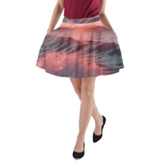 Ocean Waves Sunset A-line Pocket Skirt by uniart180623