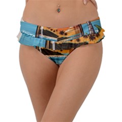 Beach Summer Drink Frill Bikini Bottoms by uniart180623