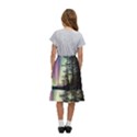 Northern Lights Aurora Borealis Kids  Ruffle Flared Wrap Midi Skirt View4