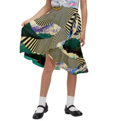 Surreal Art Psychadelic Mountain Kids  Ruffle Flared Wrap Midi Skirt by uniart180623