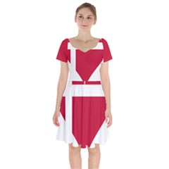 Heart-love-flag-denmark-red-cross Short Sleeve Bardot Dress by Bedest
