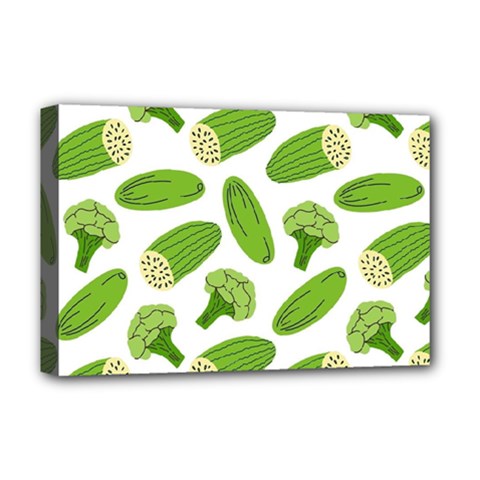Vegetable Pattern With Composition Broccoli Deluxe Canvas 18  X 12  (stretched) by pakminggu