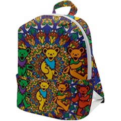 Dead Dancing Bears Grateful Dead Pattern Zip Up Backpack by Grandong
