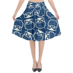 Cute Seamless Owl Background Pattern Flared Midi Skirt by Bedest