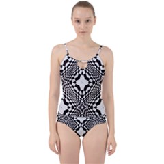Tile-repeating-pattern-texture Cut Out Top Tankini Set by Bedest