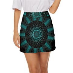 Ornament-district-turquoise Mini Front Wrap Skirt by Bedest