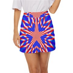 Star-explosion-burst-usa-red Mini Front Wrap Skirt by Bedest