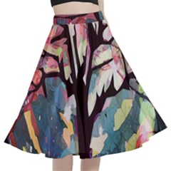 Tree-moon-night-sky-landscape A-line Full Circle Midi Skirt With Pocket by Bedest