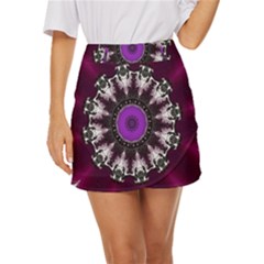 Kaleidoscope-round-circle-geometry Mini Front Wrap Skirt by Bedest