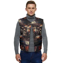 Library-tunnel-books-stacks Men s Button Up Puffer Vest	 by Bedest